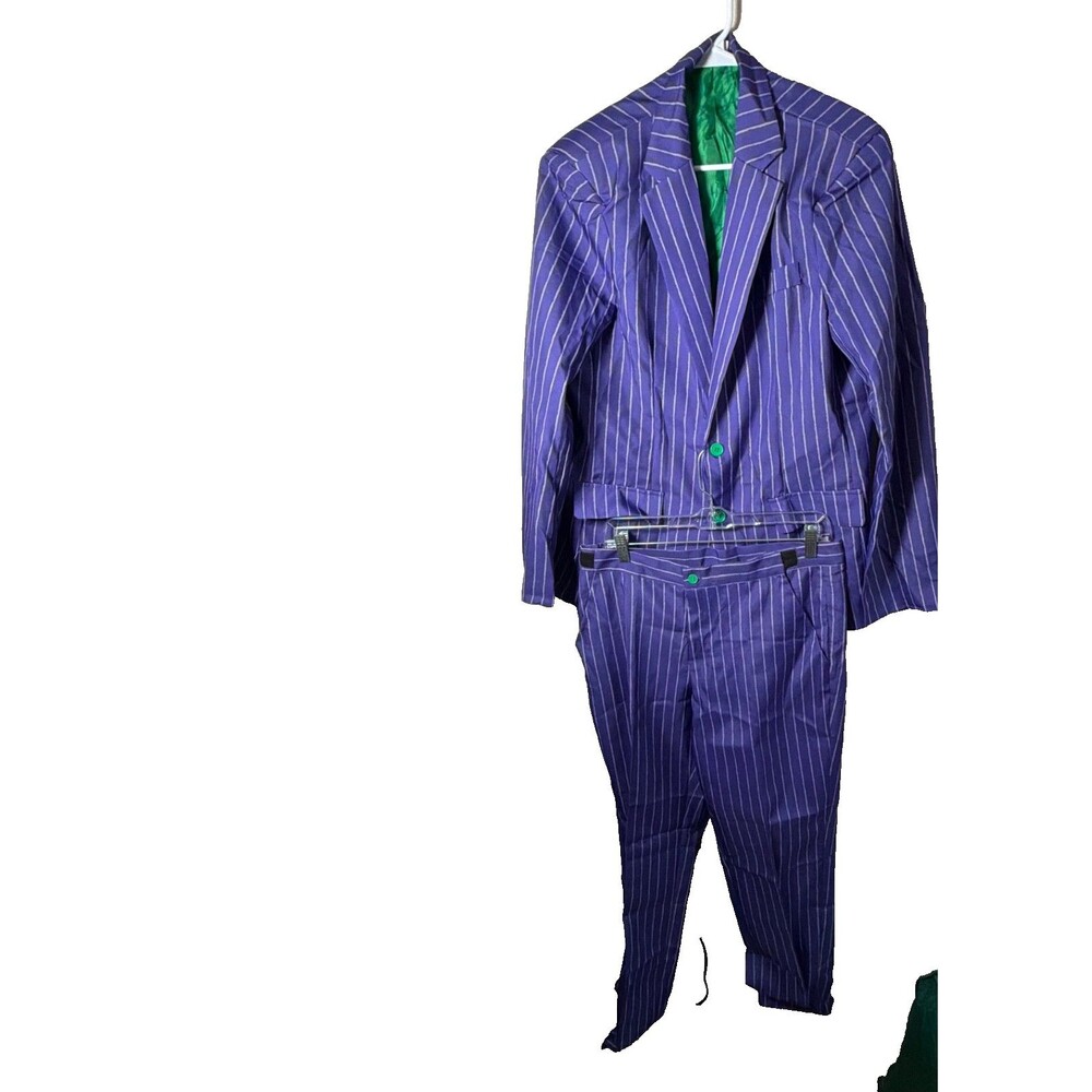 The Joker Costume Men's Medium Purple Pinstripe Jacket & Pants Set Halloween